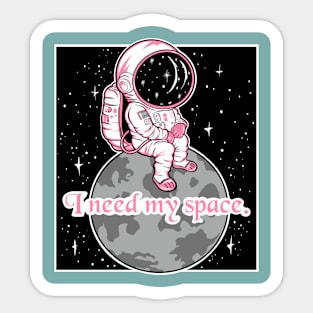 Introvert girl, cute astronaut design Sticker